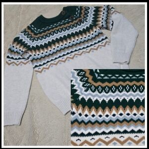 Festive Holiday Green Fair Isle Sweater from Gymboree, size M 7-8